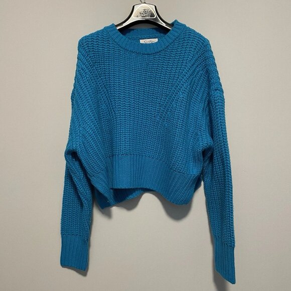 Jessica Simpson Sweater Size Large Cropped Cable Knit Chunky Fall Comfy Cozy - Picture 2 of 5